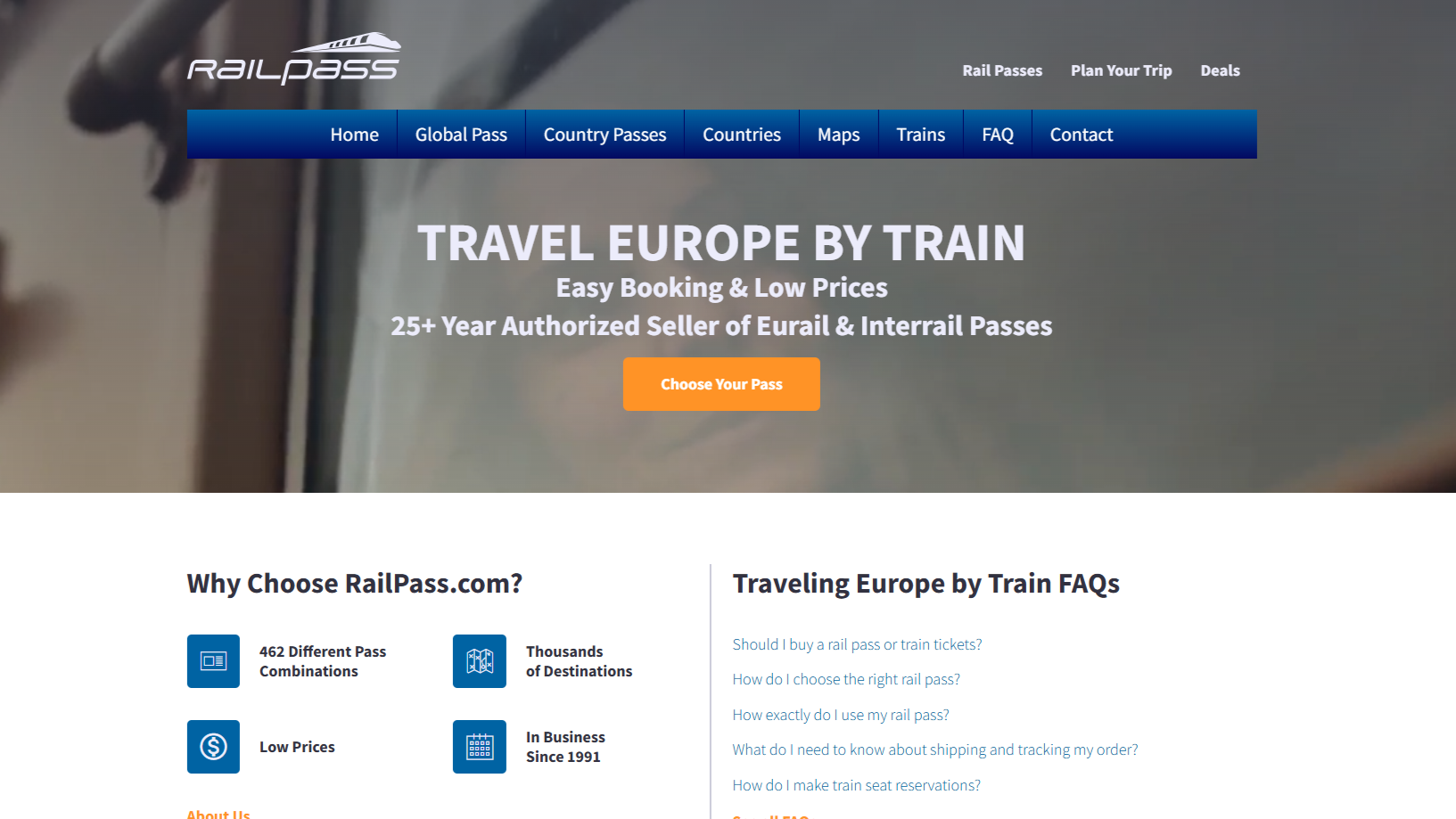 RailPass website screenshot